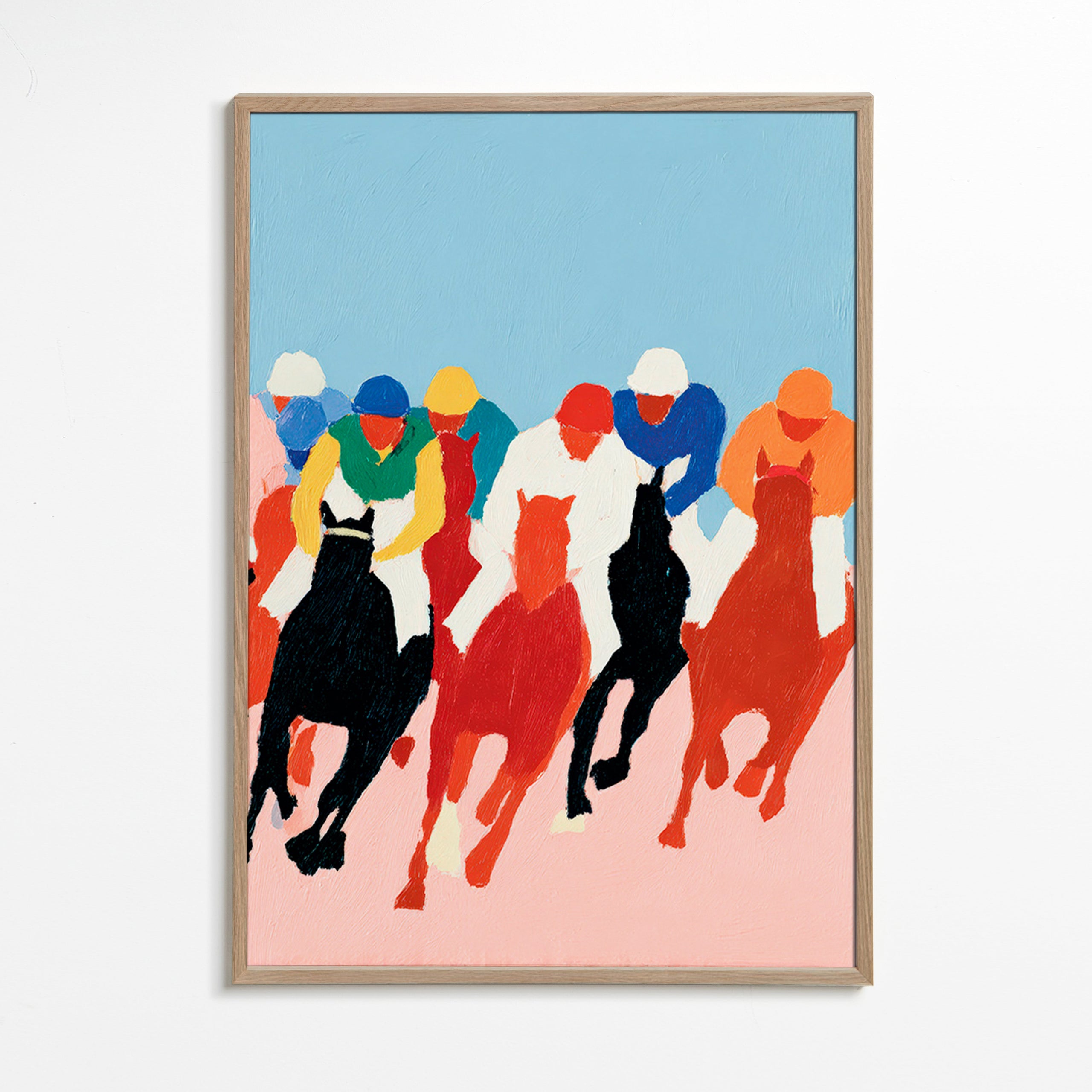 Art sportif: course de chevaux colorée