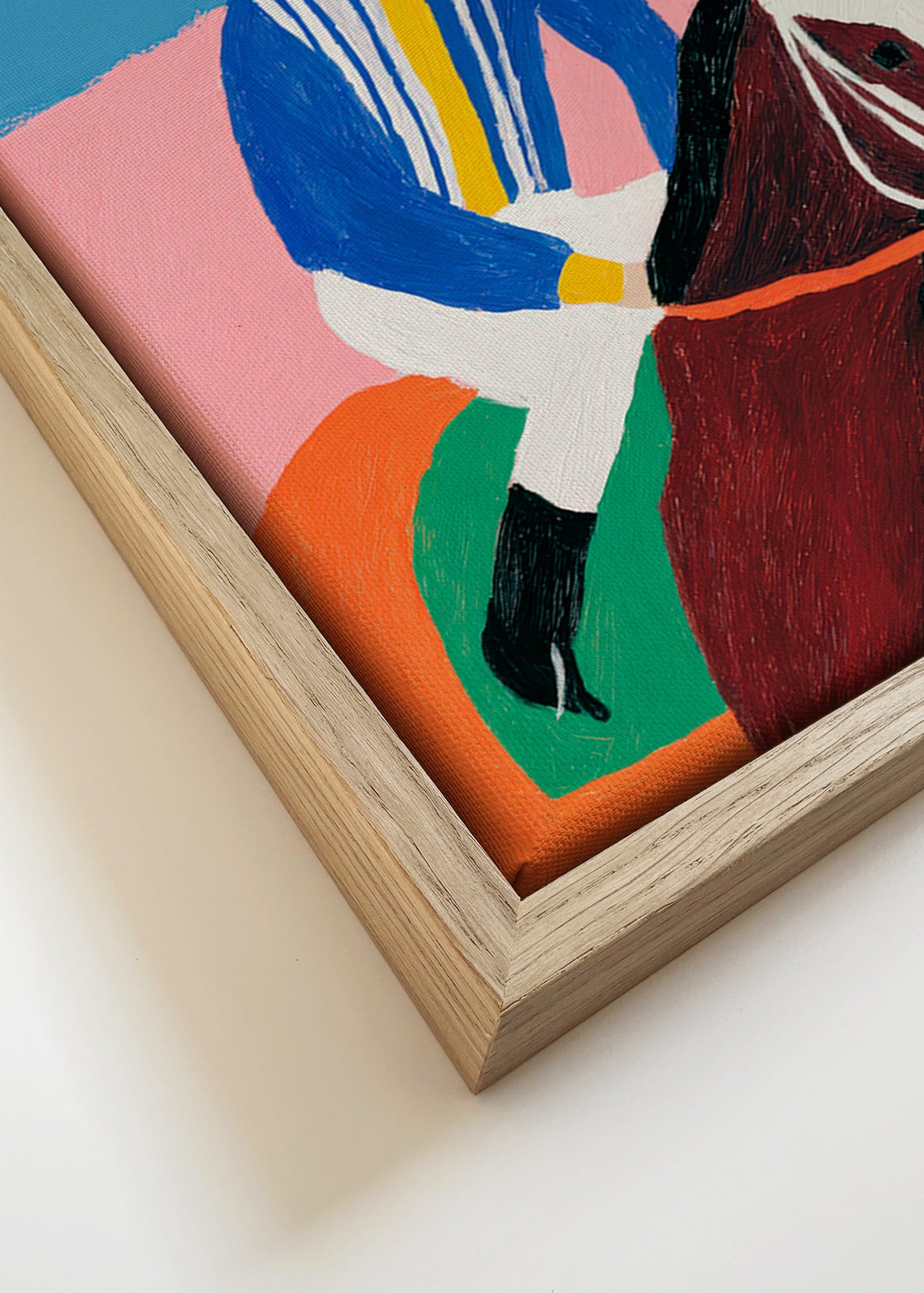 Art sportif : jockey et cheval en couleurs plates