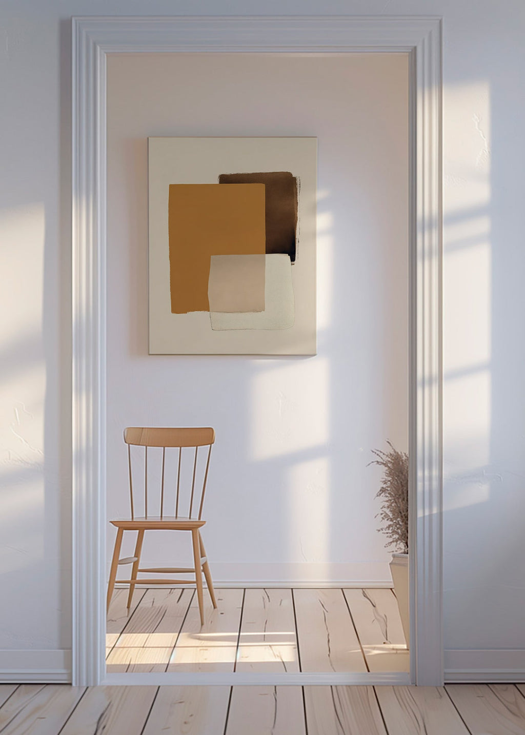Tableau abstrait en couches ocre