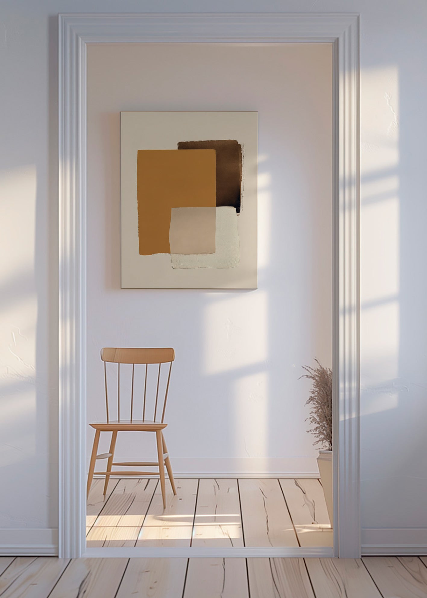 Tableau abstrait en couches ocre