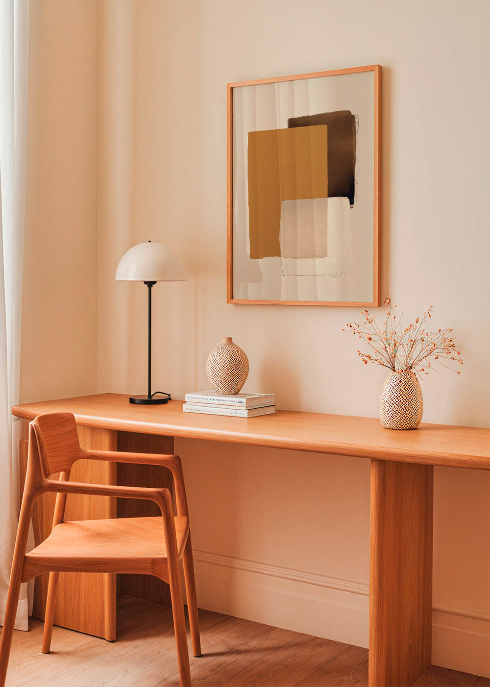 Tableau abstrait en couches ocre