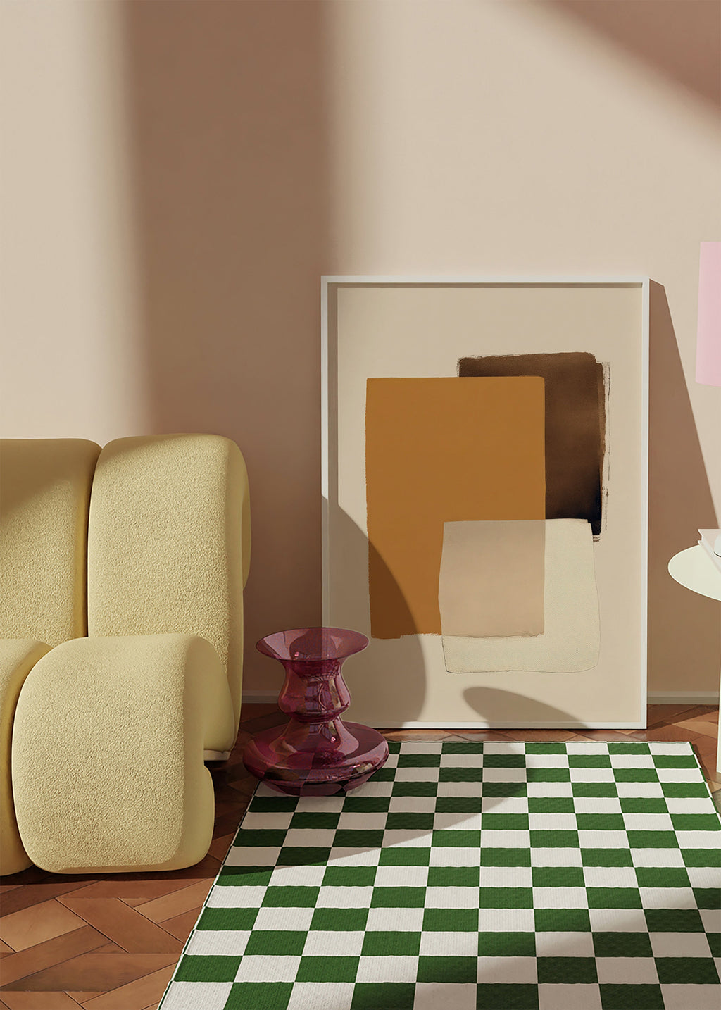 Tableau abstrait en couches ocre