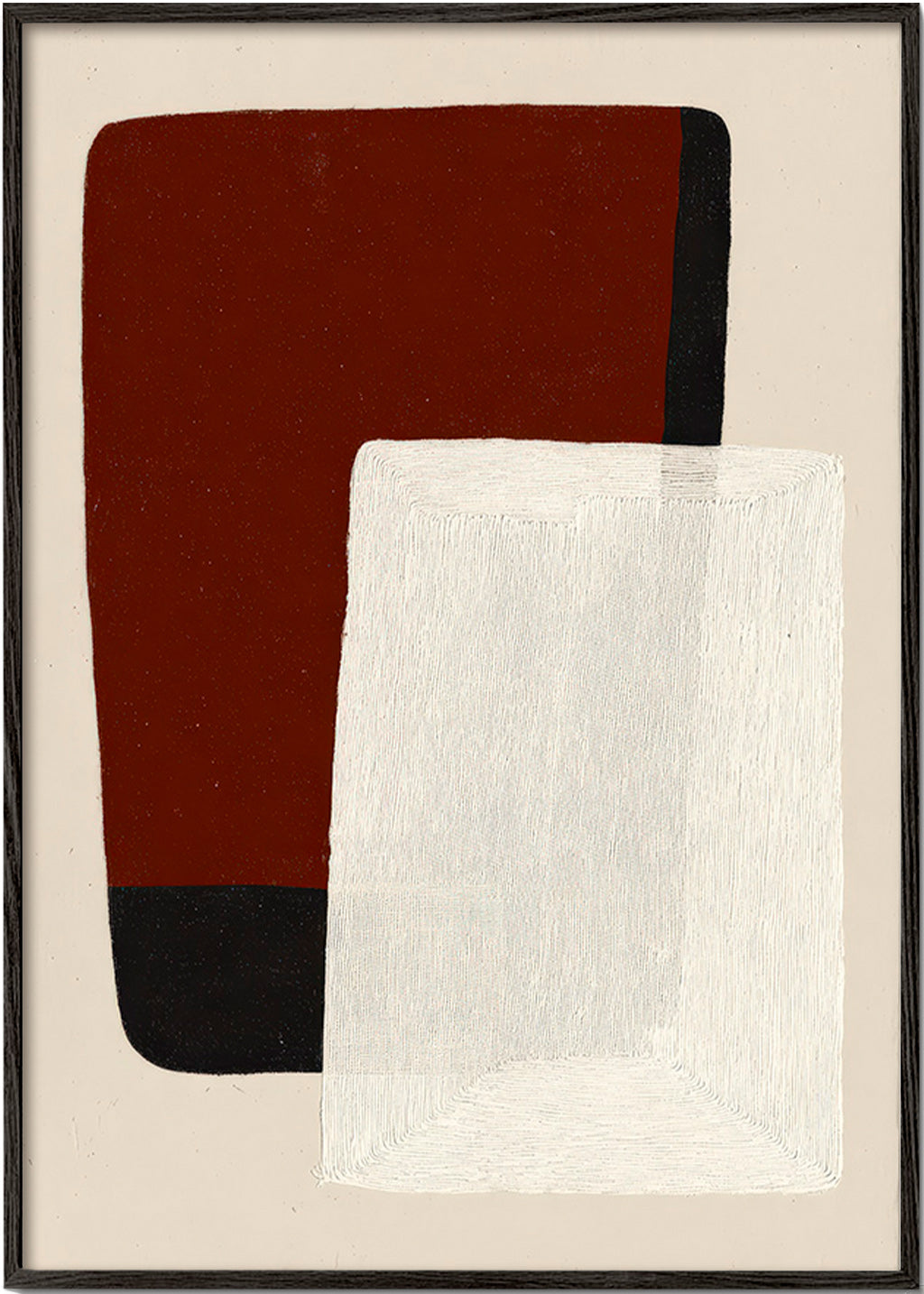 Peinture abstraite blocs terre et blanc