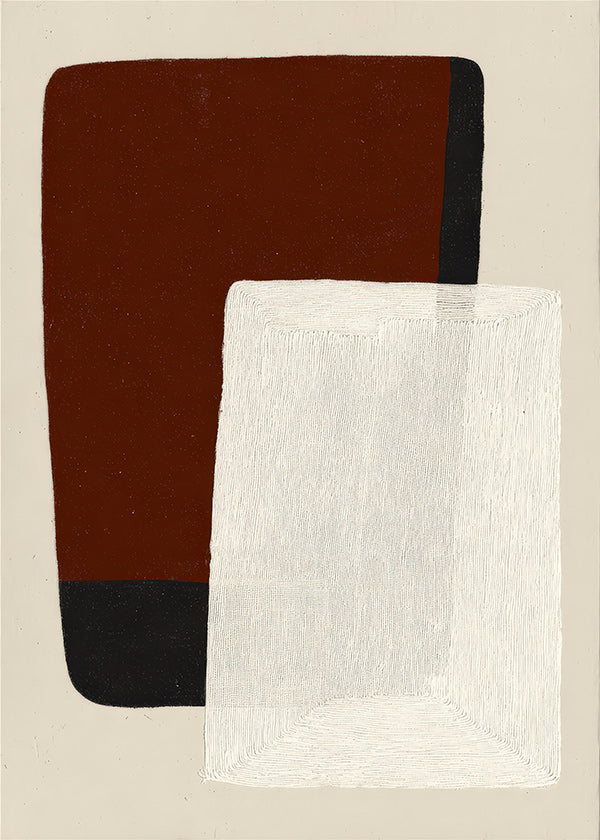 Peinture abstraite blocs terre et blanc