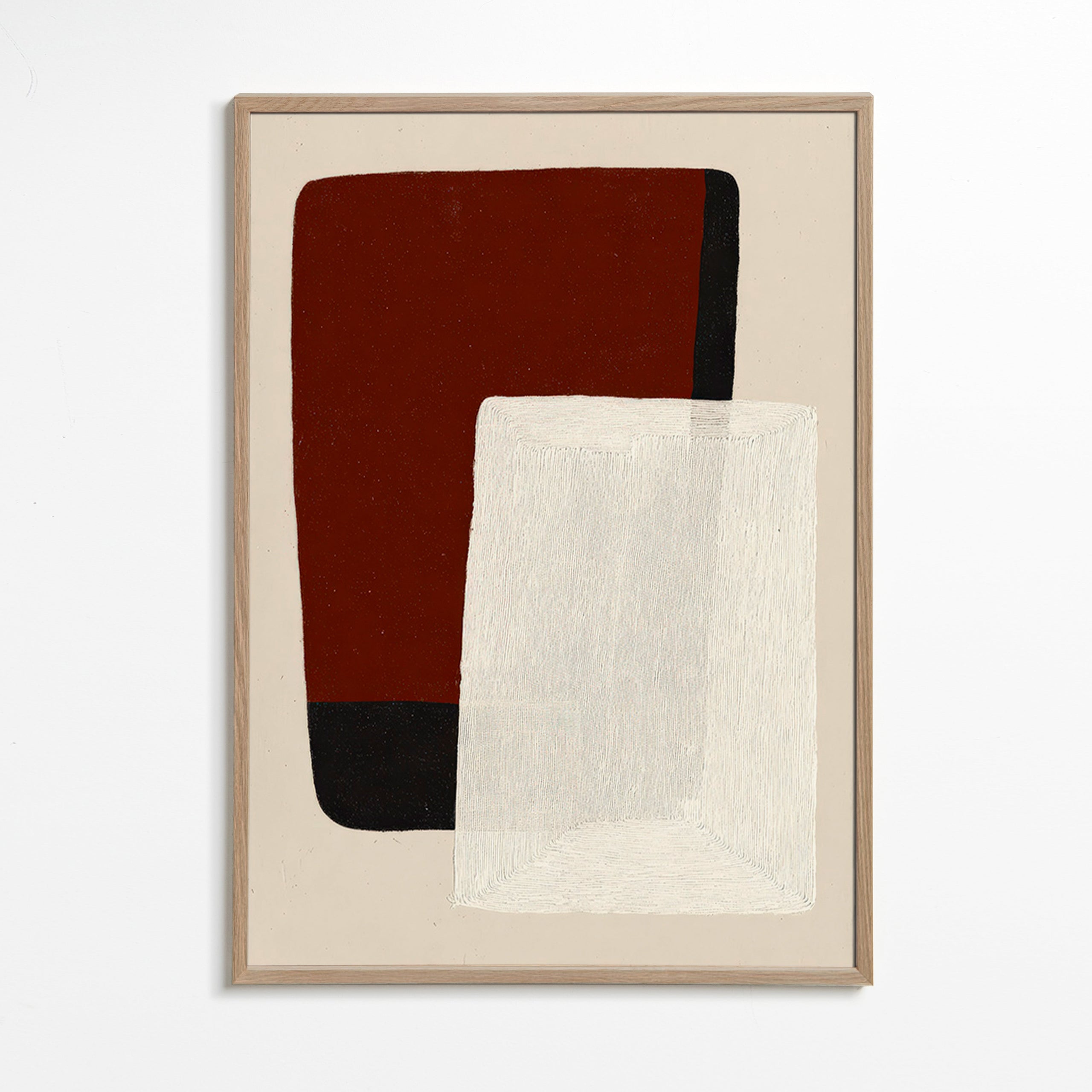 Peinture abstraite blocs terre et blanc
