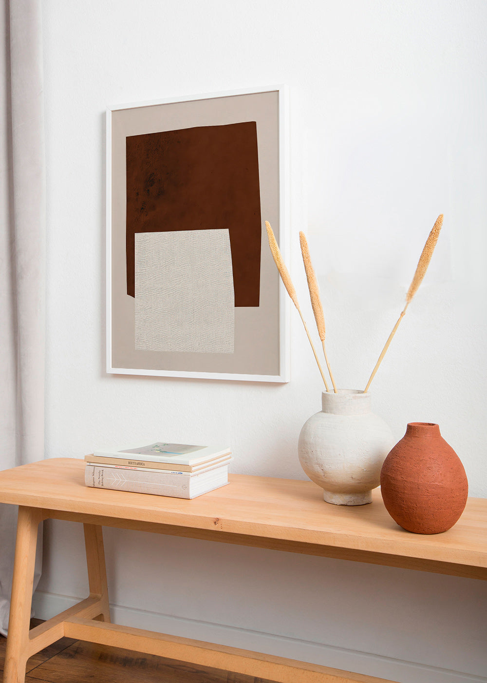 Design minimaliste avec formes brun et crème