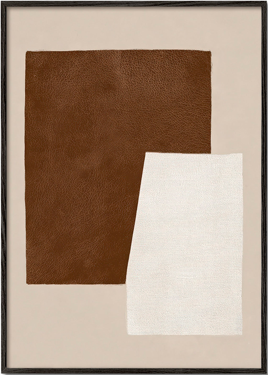 Œuvre abstraite aux textures marron et crème