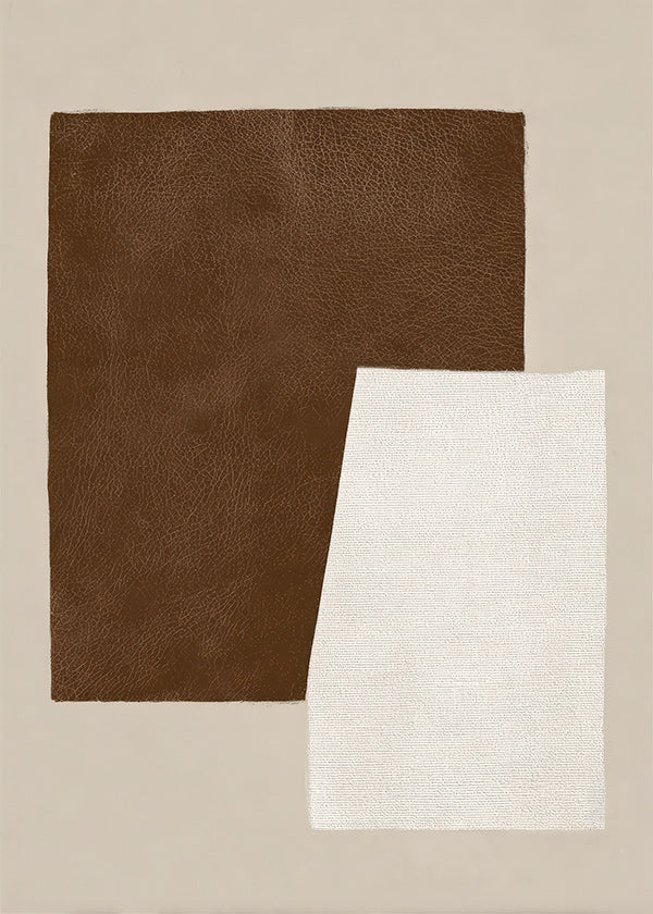 Œuvre abstraite aux textures marron et crème