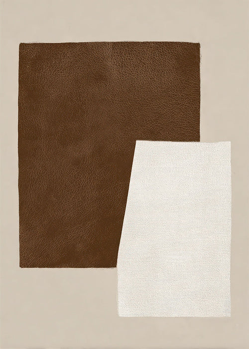 Œuvre abstraite aux textures marron et crème