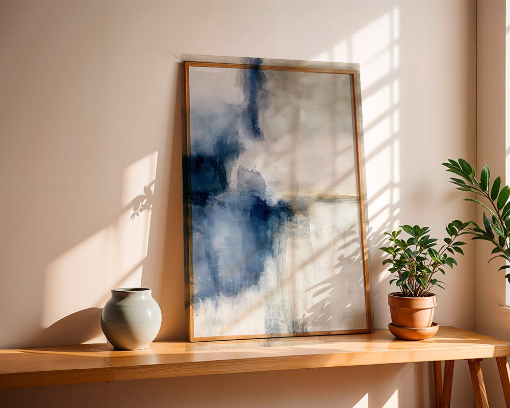 Œuvre abstraite Brume bleue