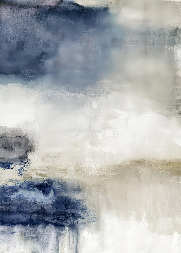 Tableau abstrait bleu et beige