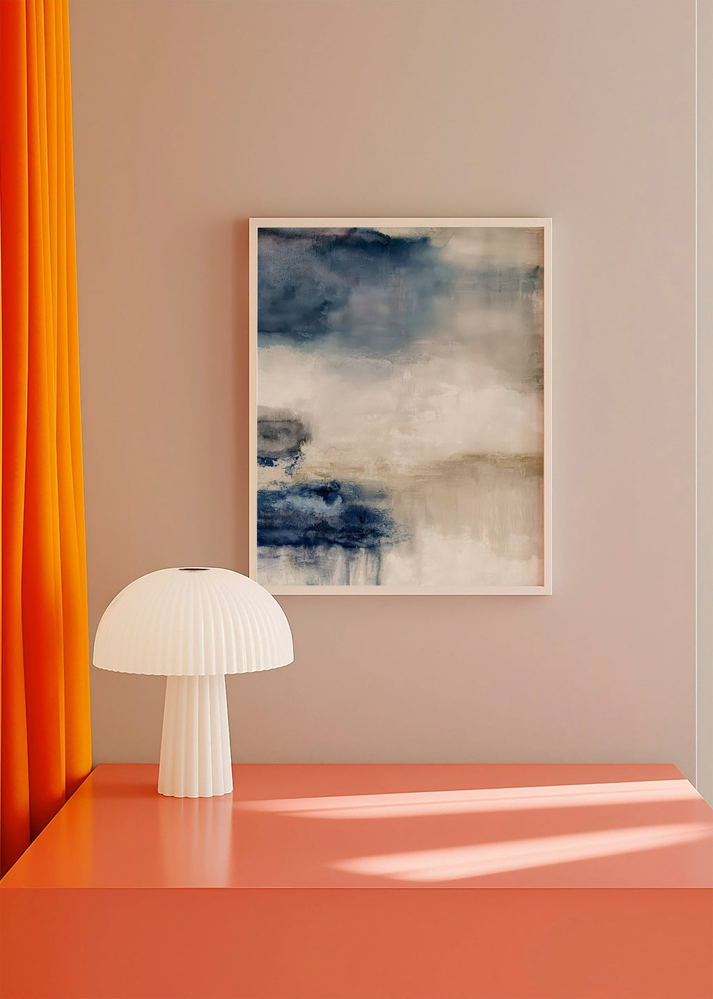 Tableau abstrait bleu et beige