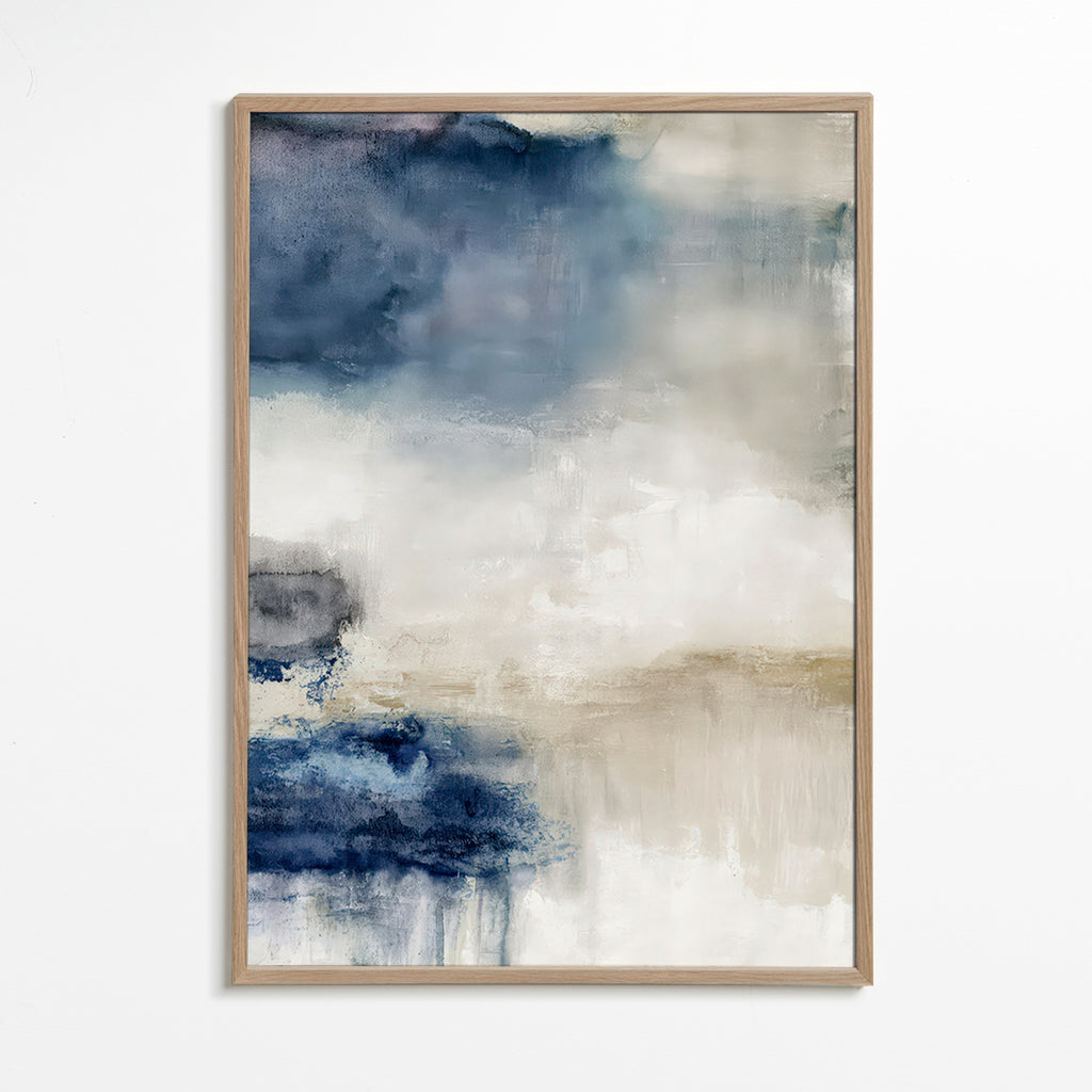 Tableau abstrait bleu et beige