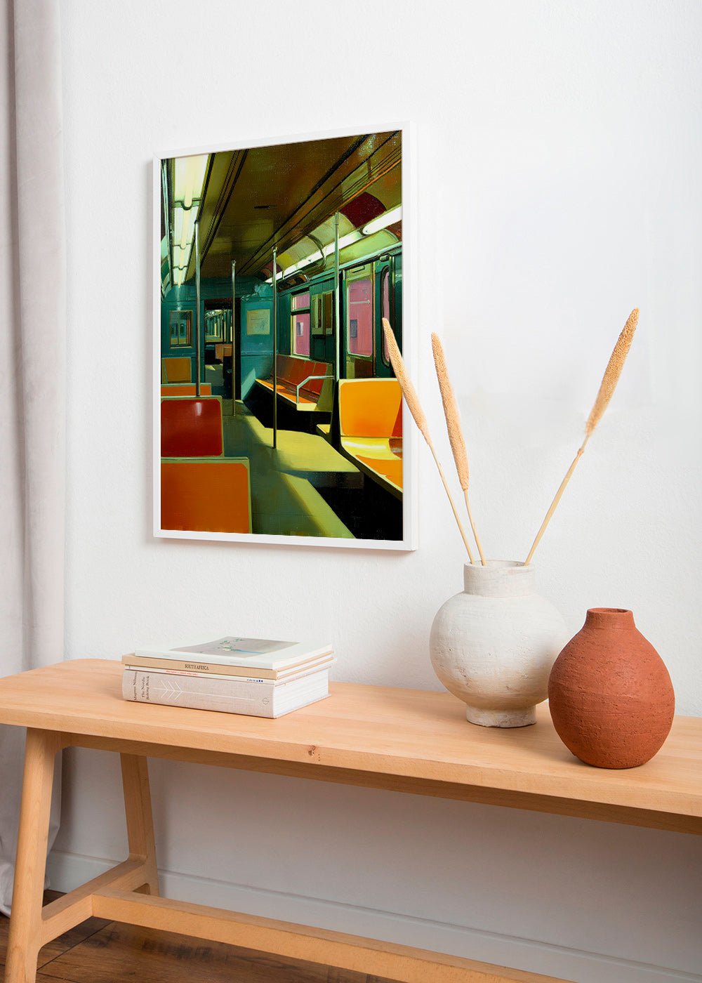 Tableau de voyage: wagon de métro vide éclairé