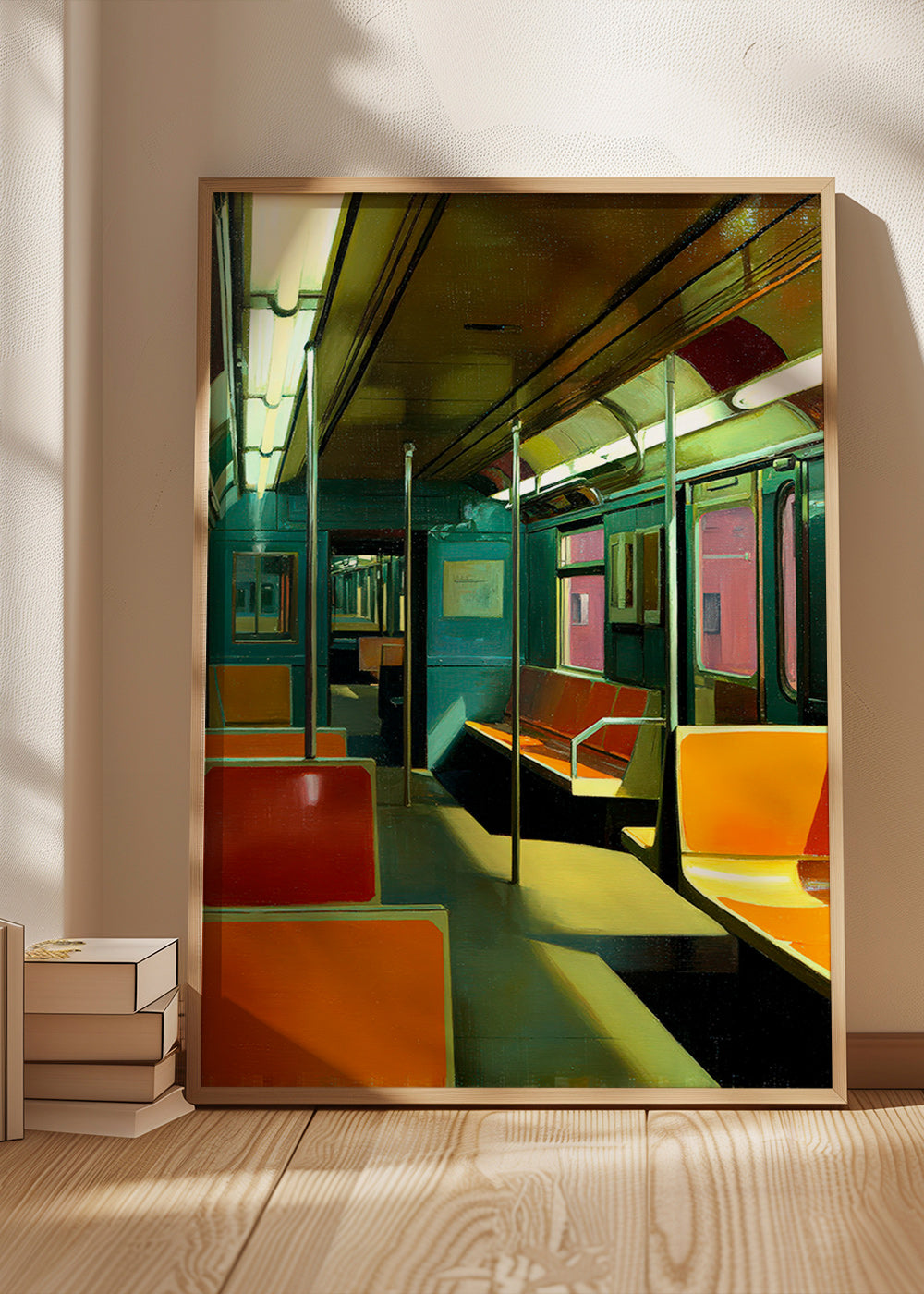 Tableau de voyage: wagon de métro vide éclairé