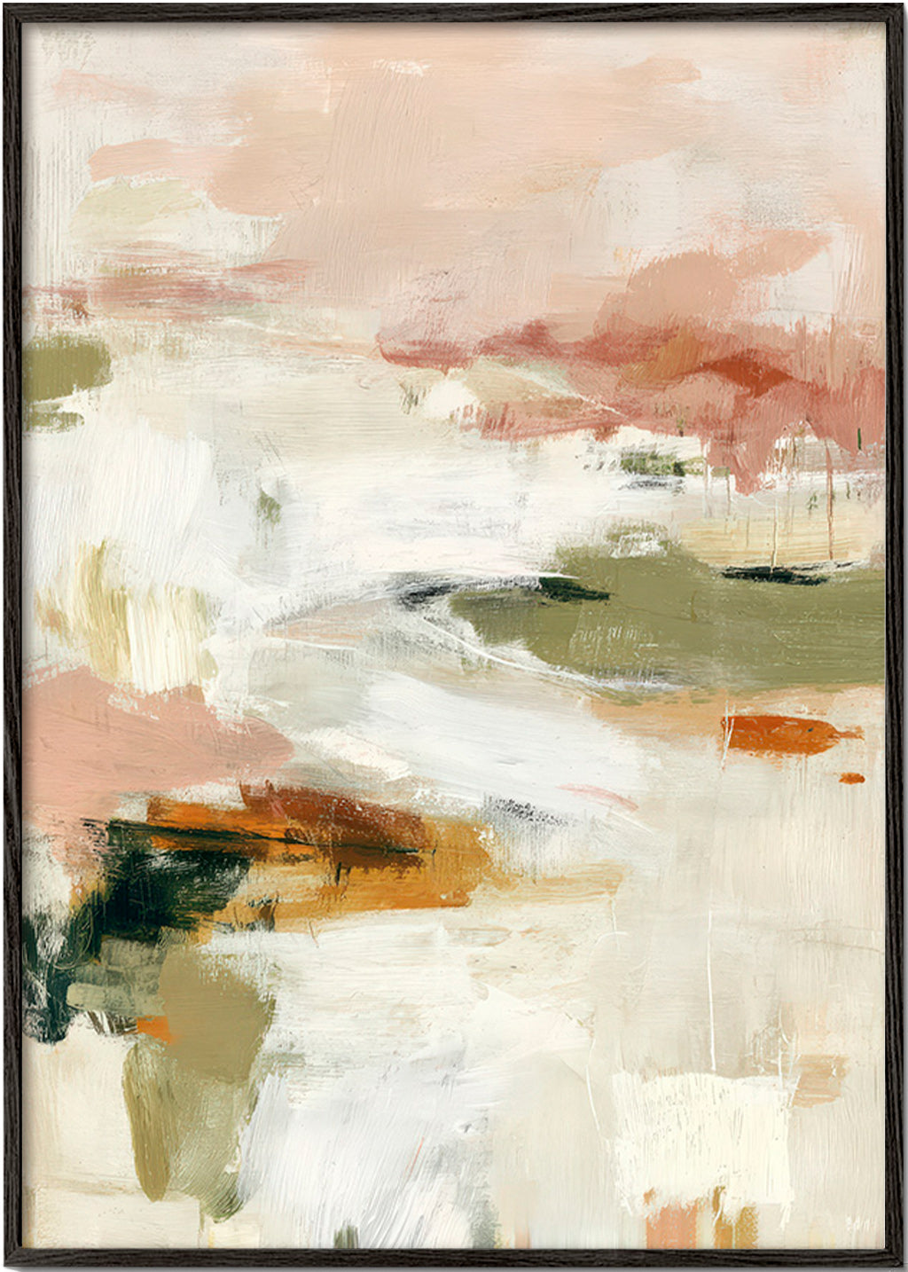Art abstrait horizon doux et coups de pinceau organiques