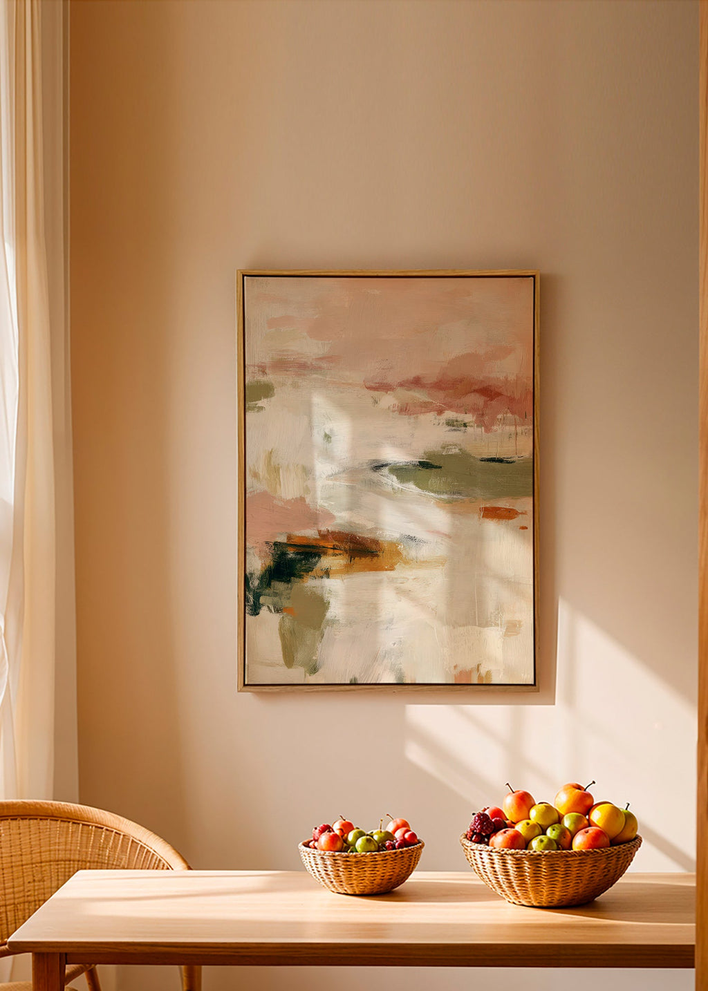Art abstrait horizon doux et coups de pinceau organiques