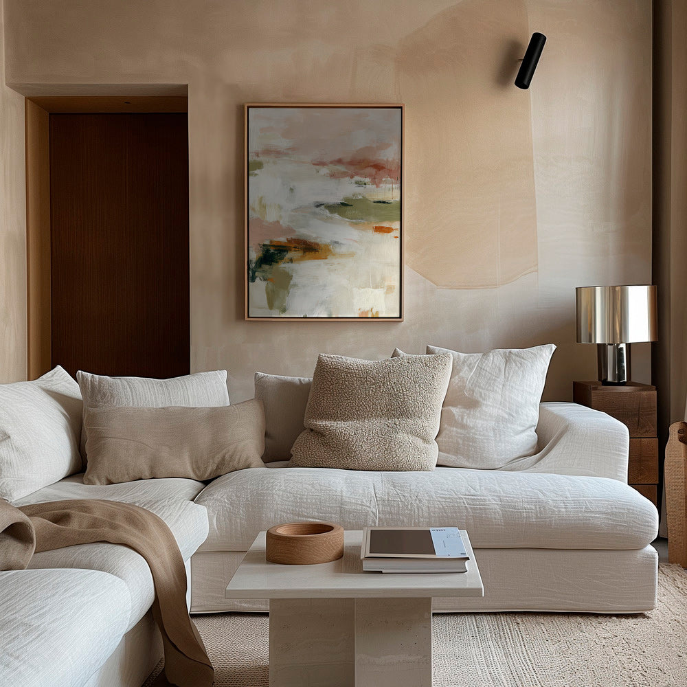 Art abstrait horizon doux et coups de pinceau organiques