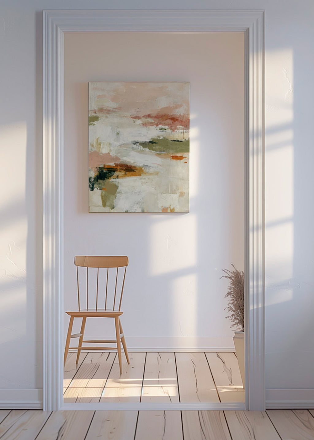 Art abstrait horizon doux et coups de pinceau organiques