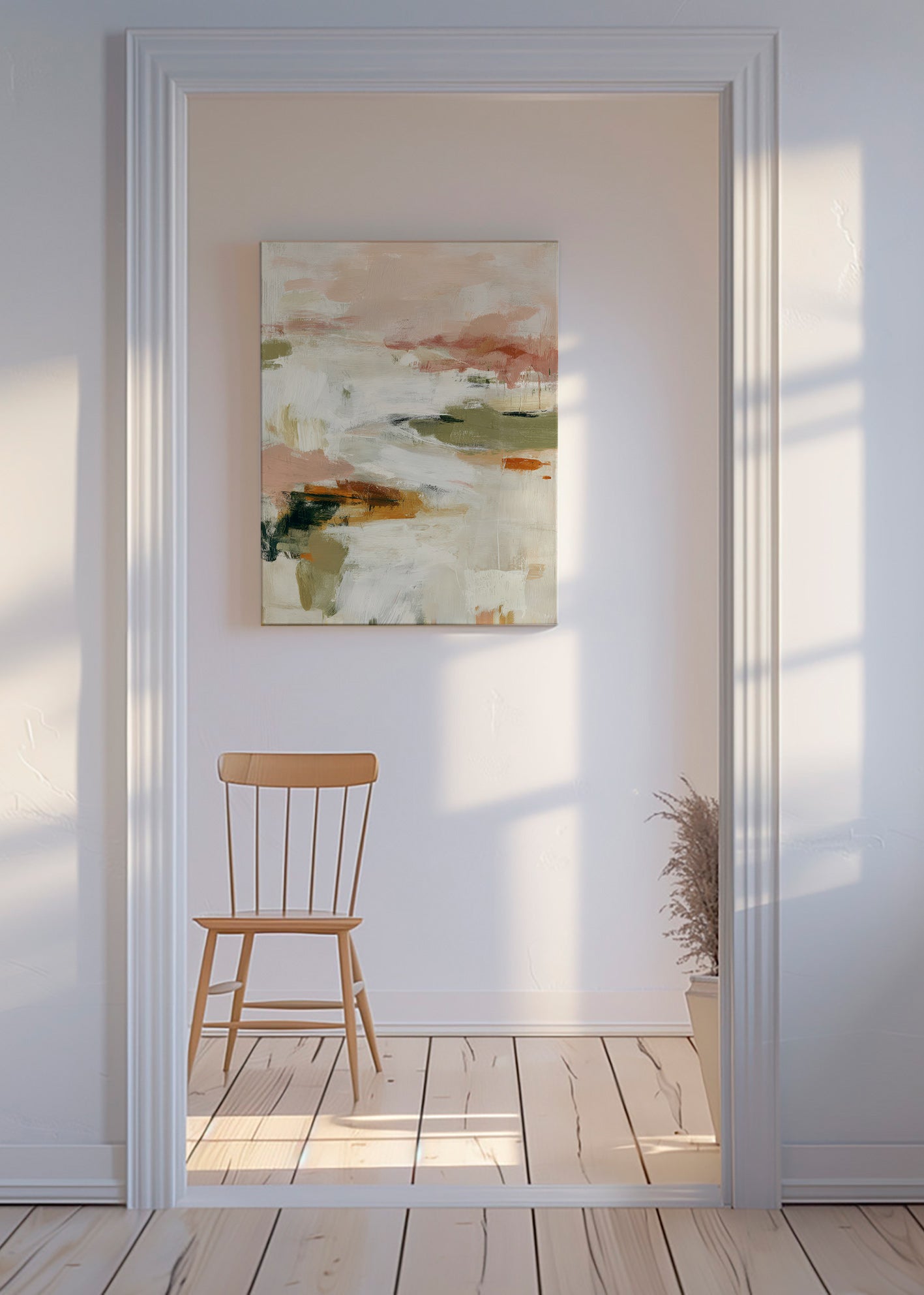 Art abstrait horizon doux et coups de pinceau organiques
