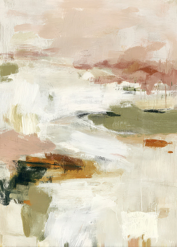 Art abstrait horizon doux et coups de pinceau organiques