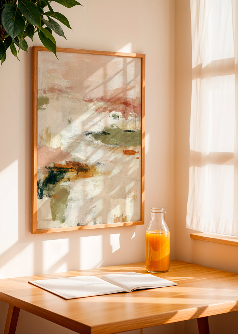 Art abstrait horizon doux et coups de pinceau organiques