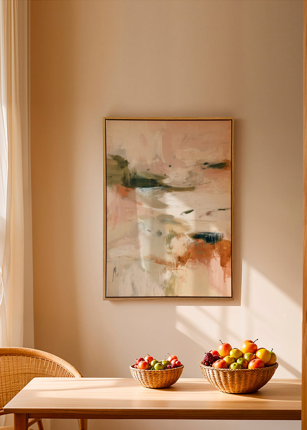 Tableau de paysage abstrait aux tons terre