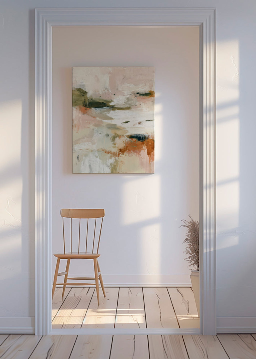 Tableau de paysage abstrait aux tons terre