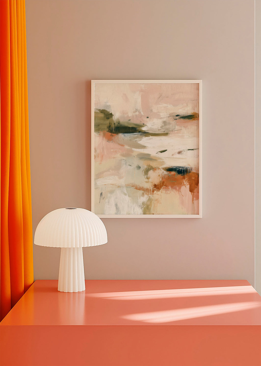 Tableau de paysage abstrait aux tons terre