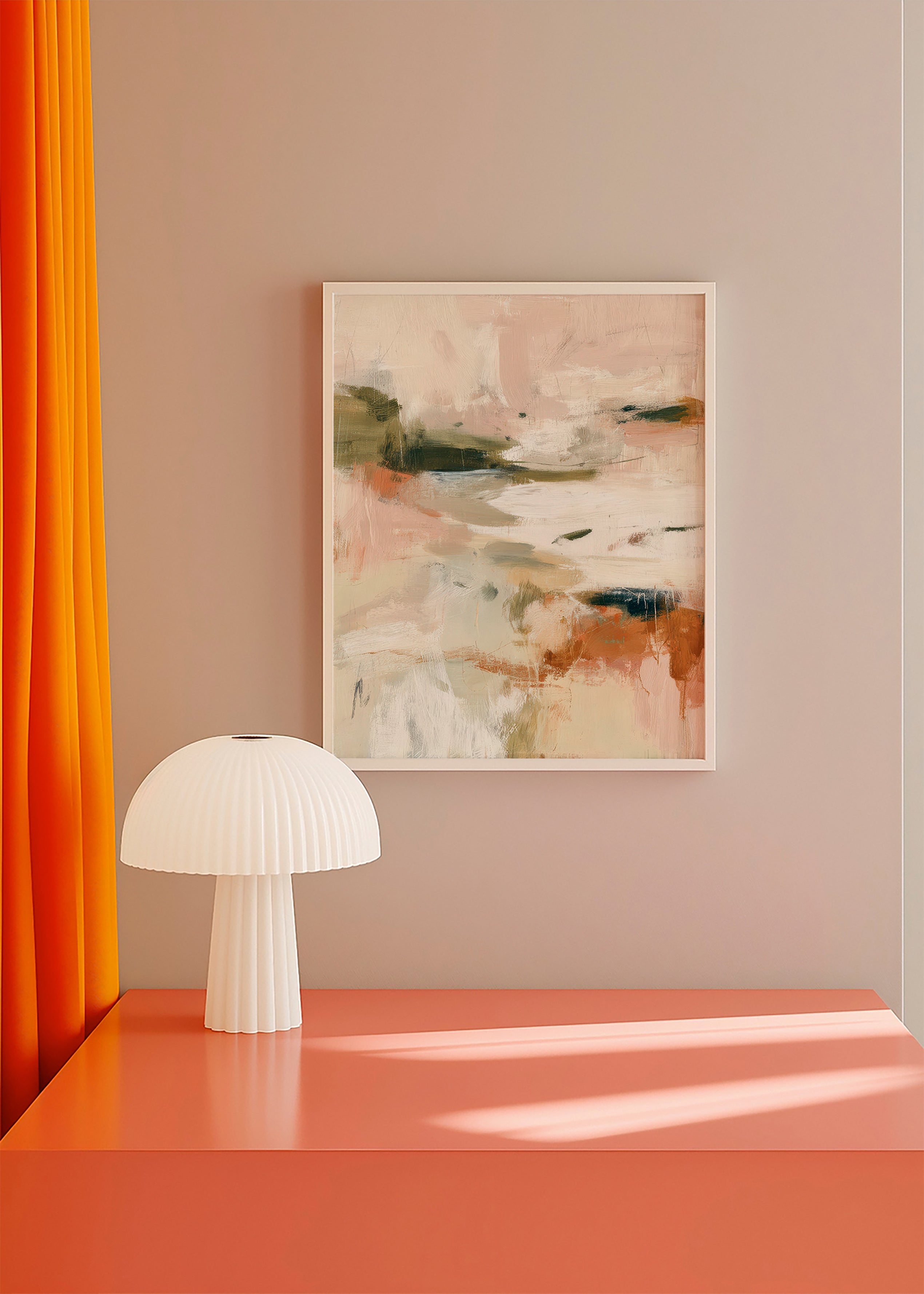 Tableau de paysage abstrait aux tons terre