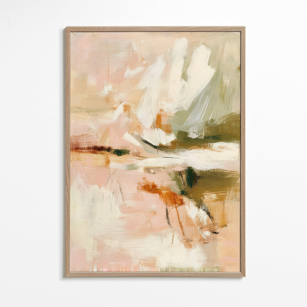Œuvre abstraite pétales doux et geste pictural
