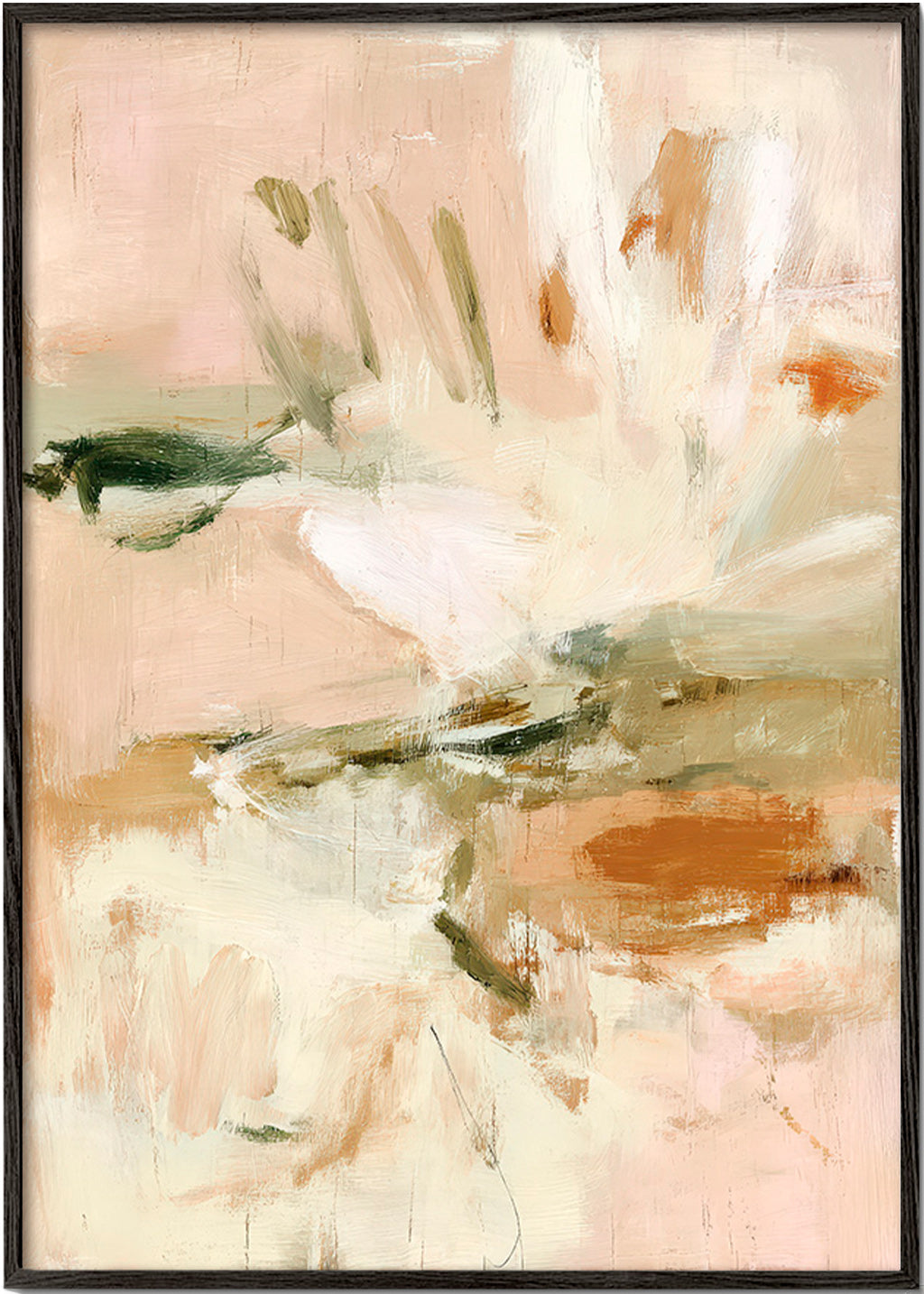 Impression botanique abstraite en rose et beige