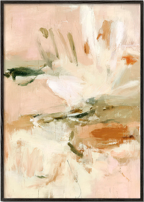Impression botanique abstraite en rose et beige