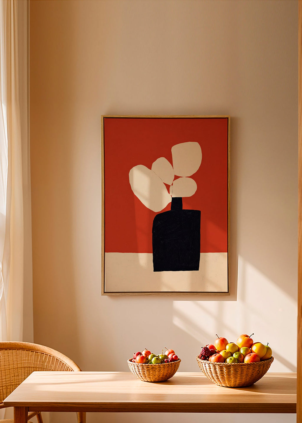 Impression botanique avec vase noir
