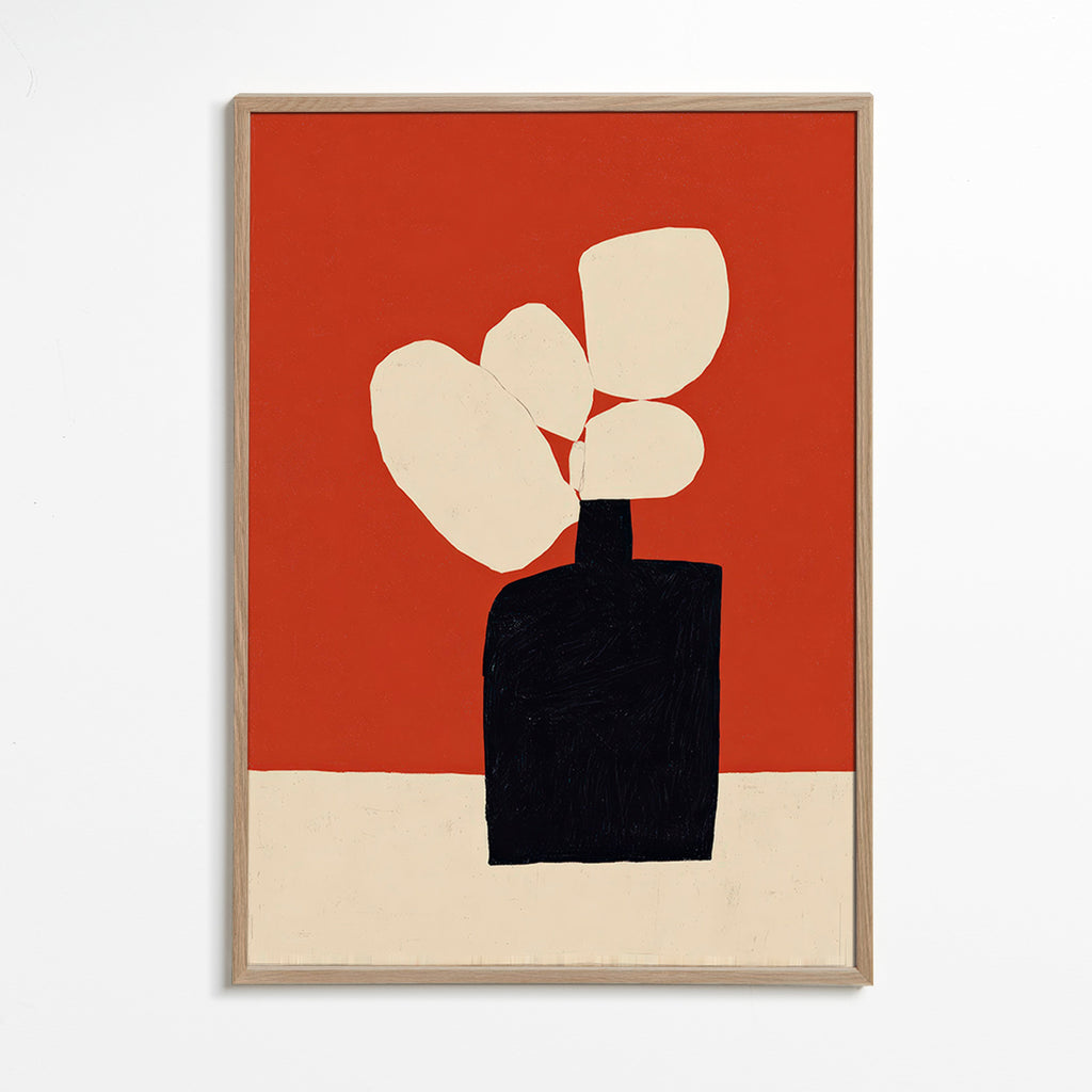 Impression botanique avec vase noir