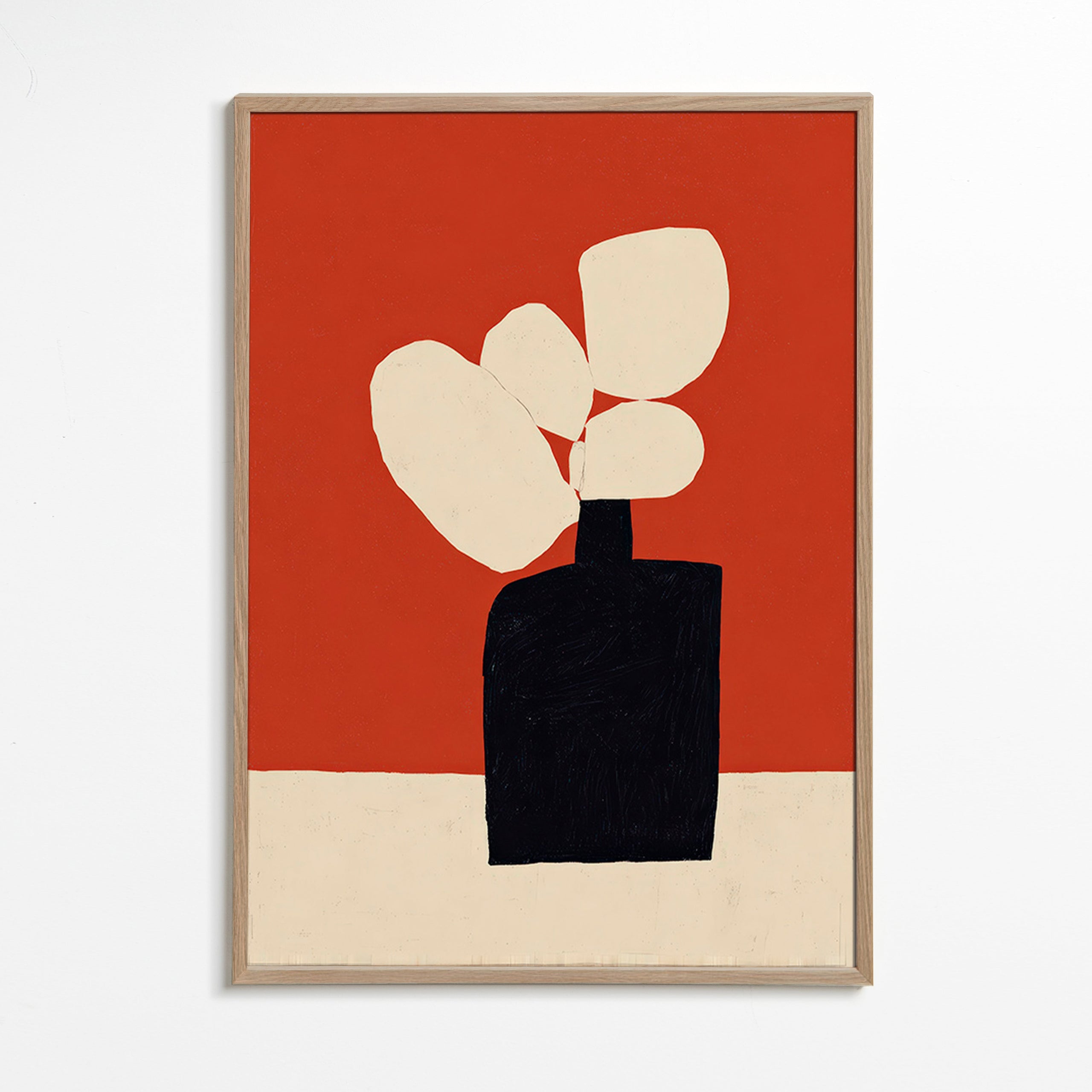 Impression botanique avec vase noir