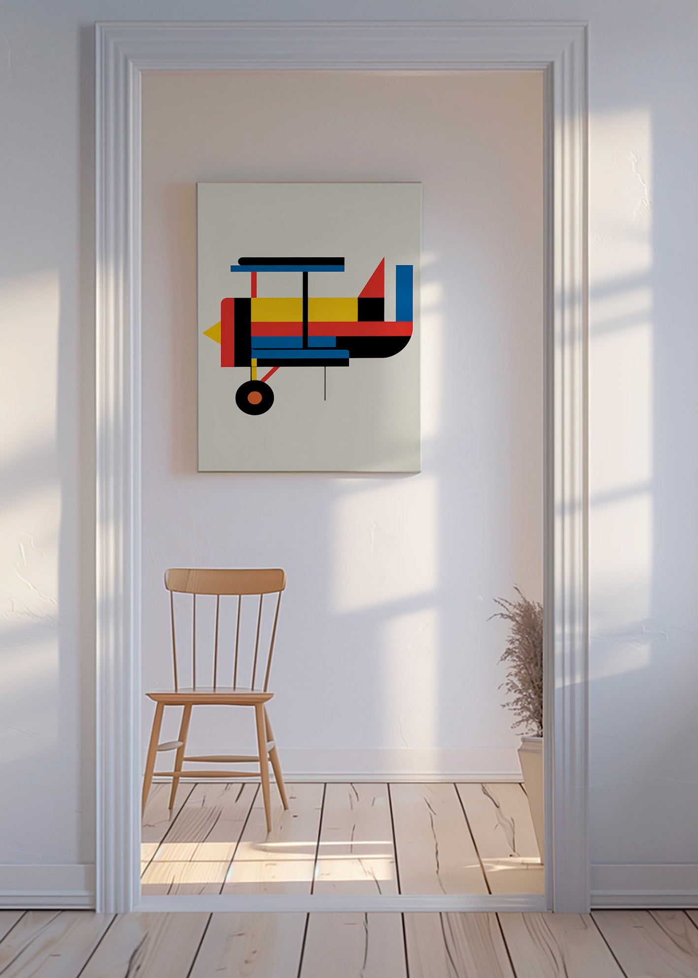 Affiche géométrique biplan stylisée