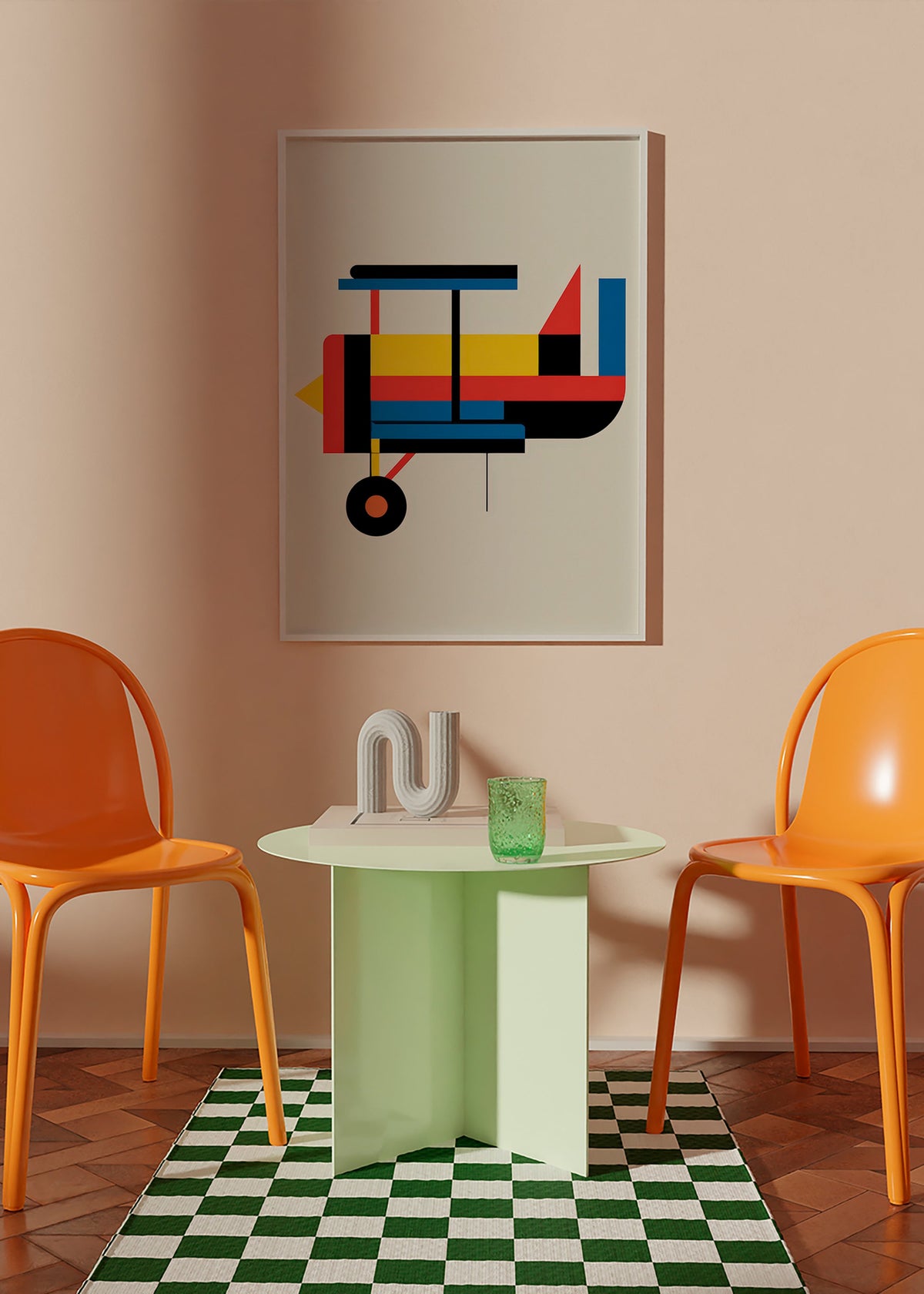 Affiche géométrique biplan stylisée