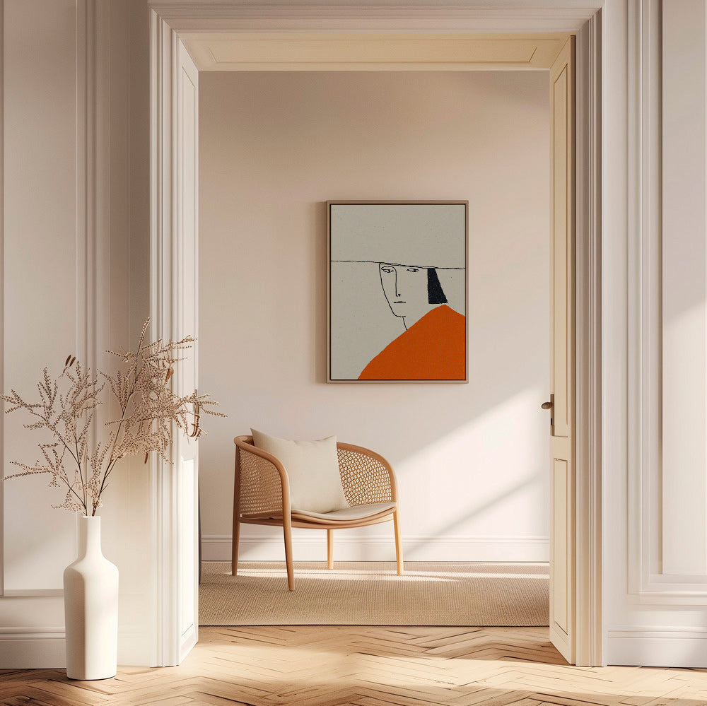 Illustration minimale à cape orange