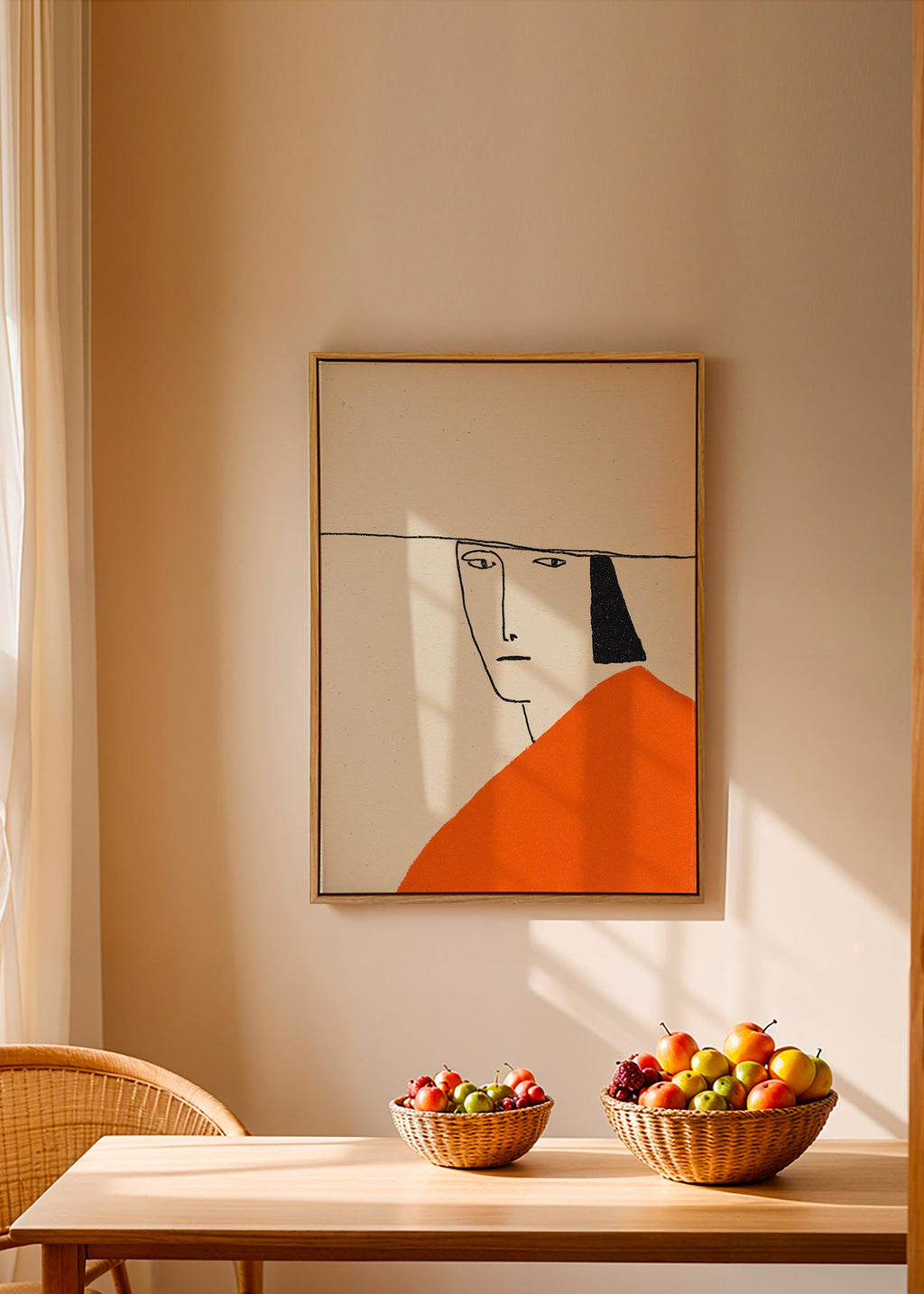 Illustration minimale à cape orange