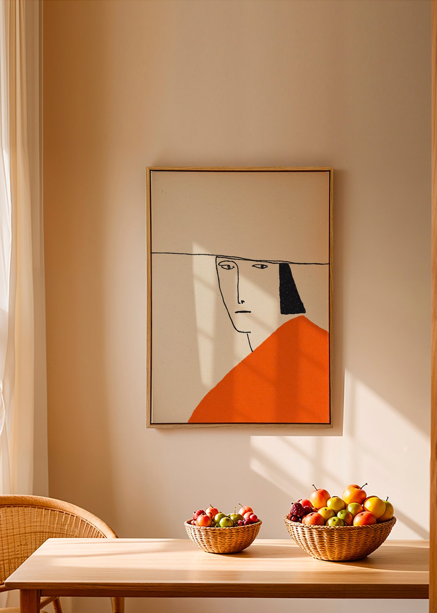 Illustration minimale à cape orange