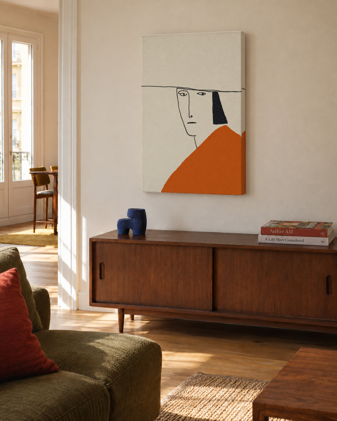 Orange Portrait - Unframed canvas in an interior