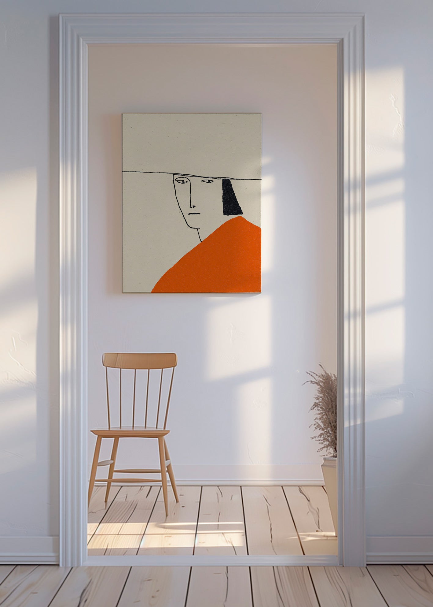 Illustration minimale à cape orange