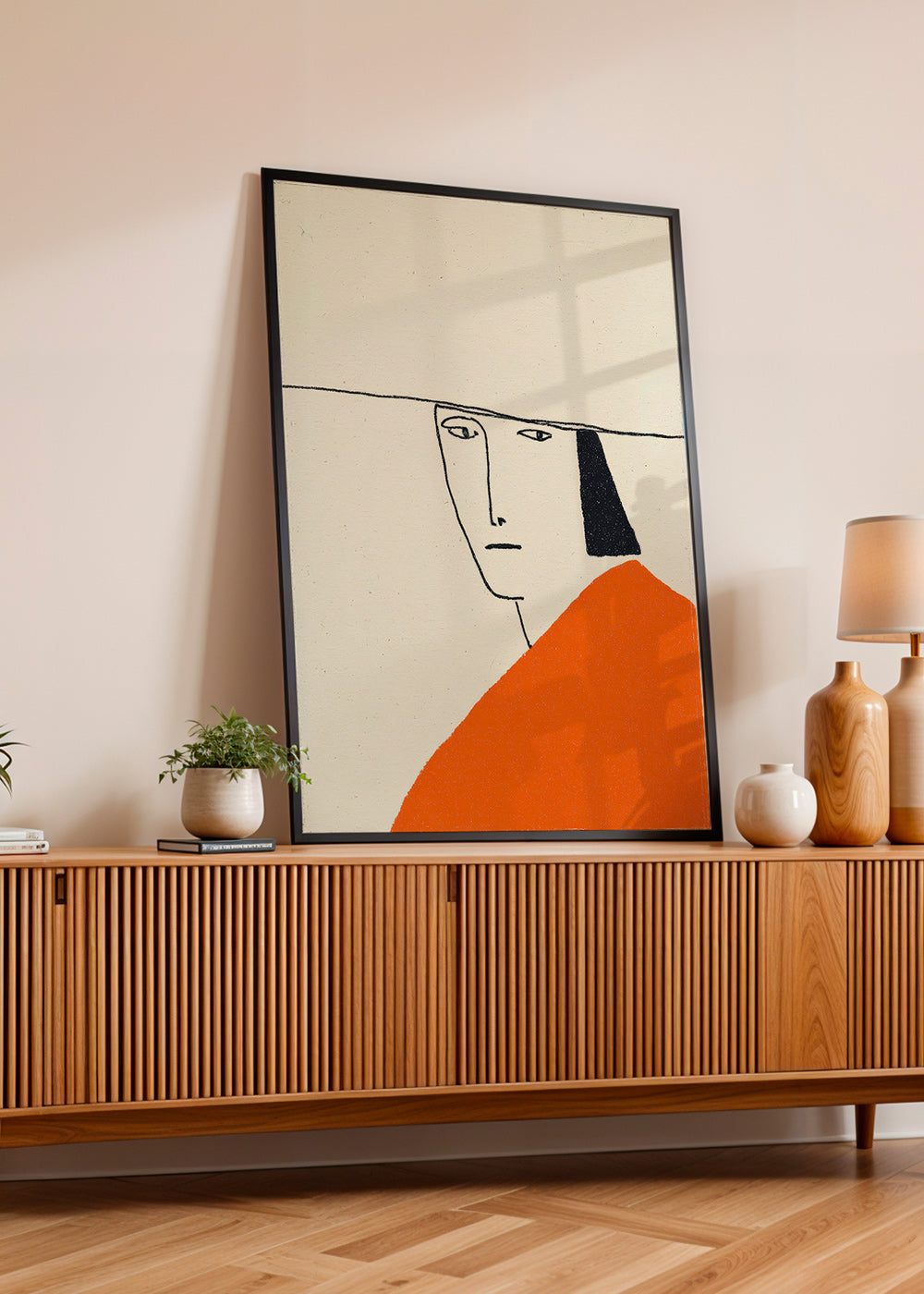 Illustration minimale à cape orange