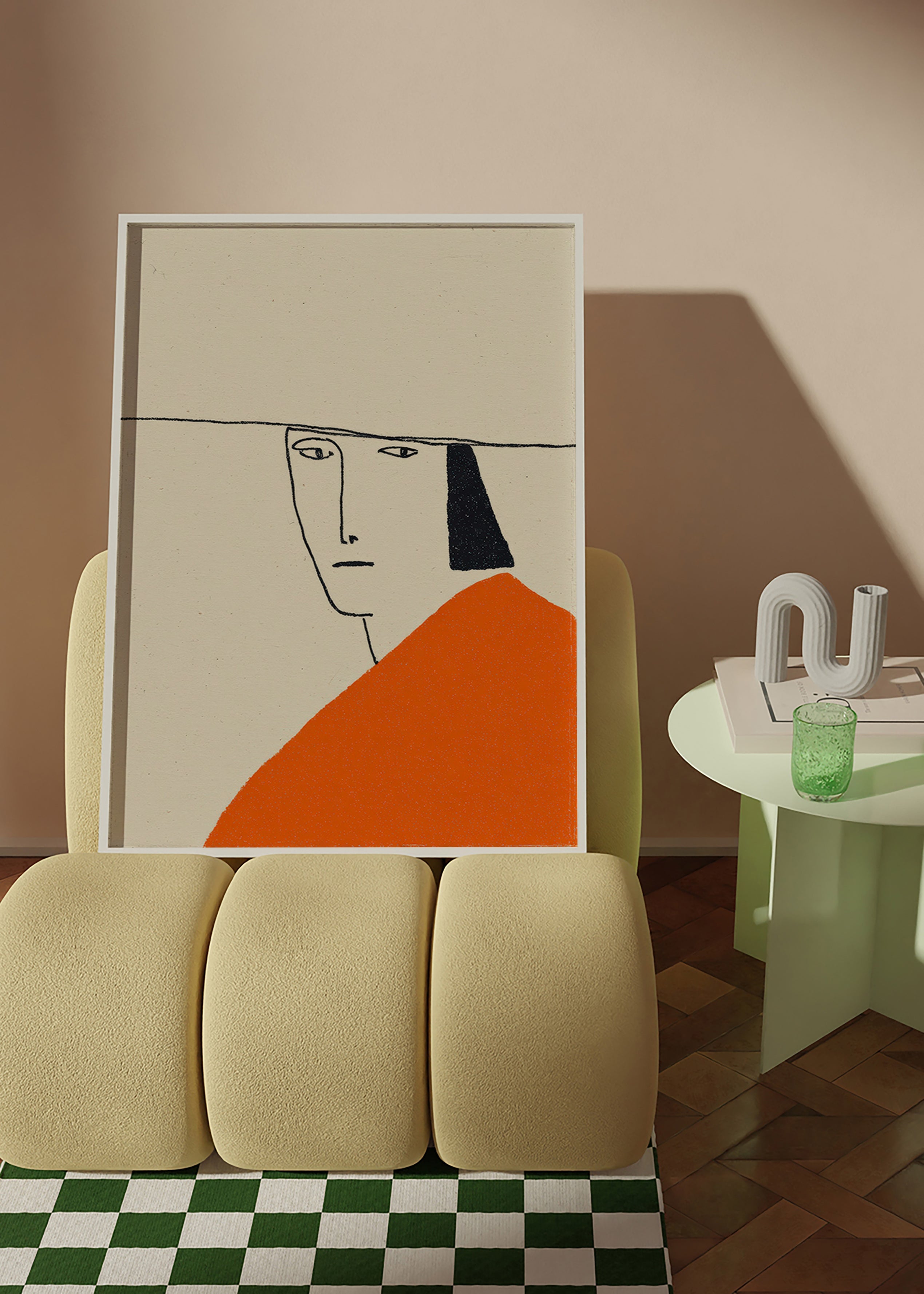 Illustration minimale à cape orange