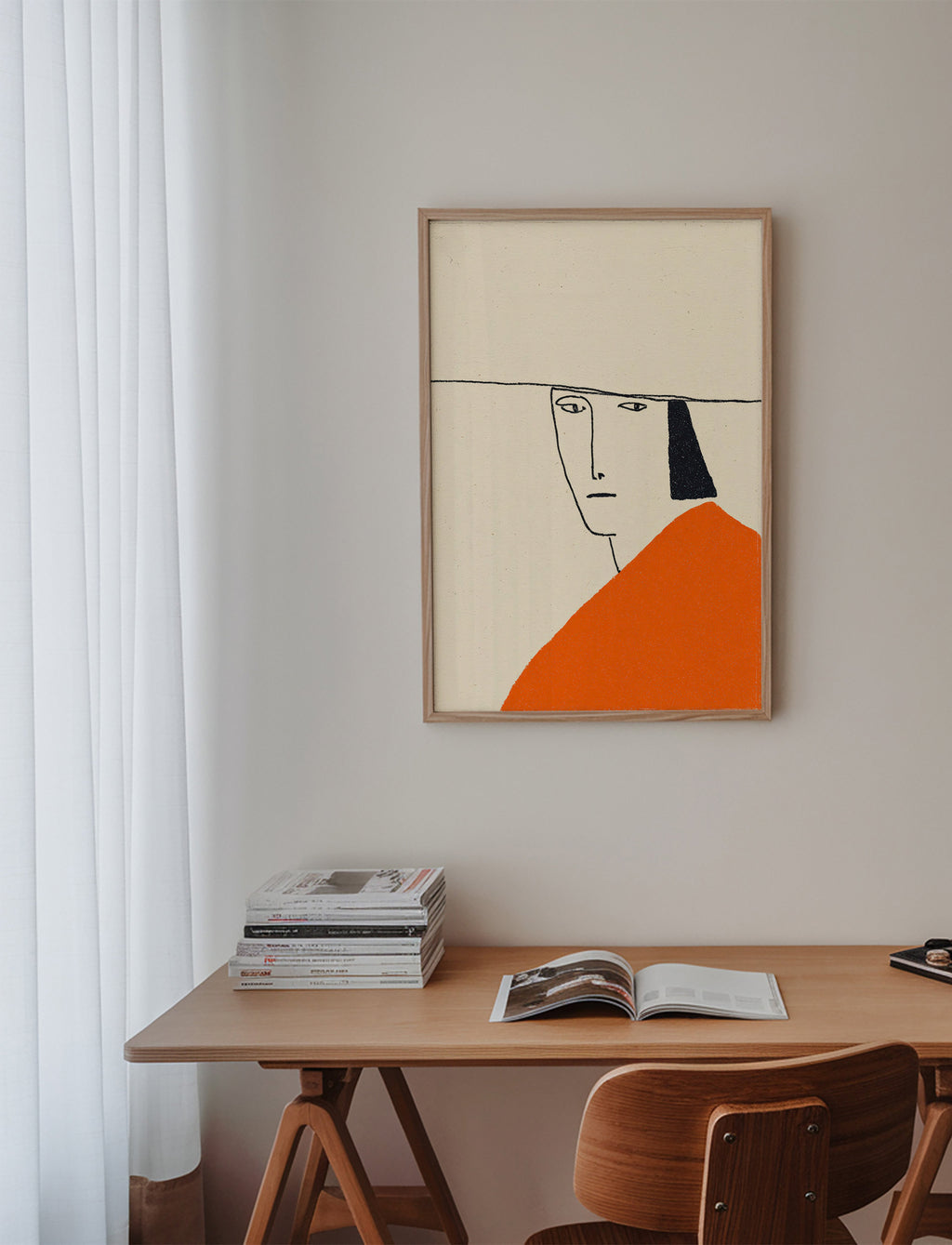 Illustration minimale à cape orange