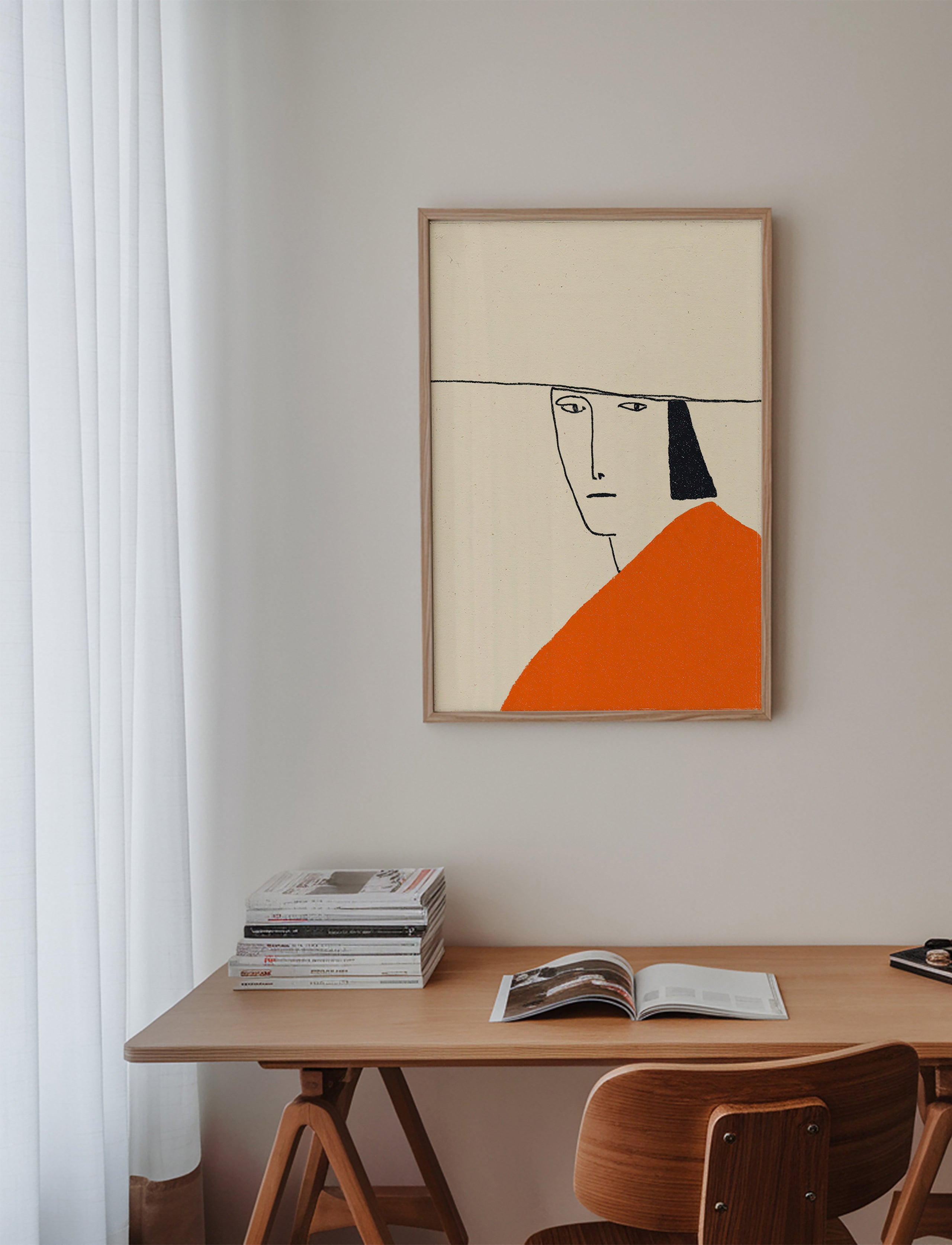 Illustration minimale à cape orange