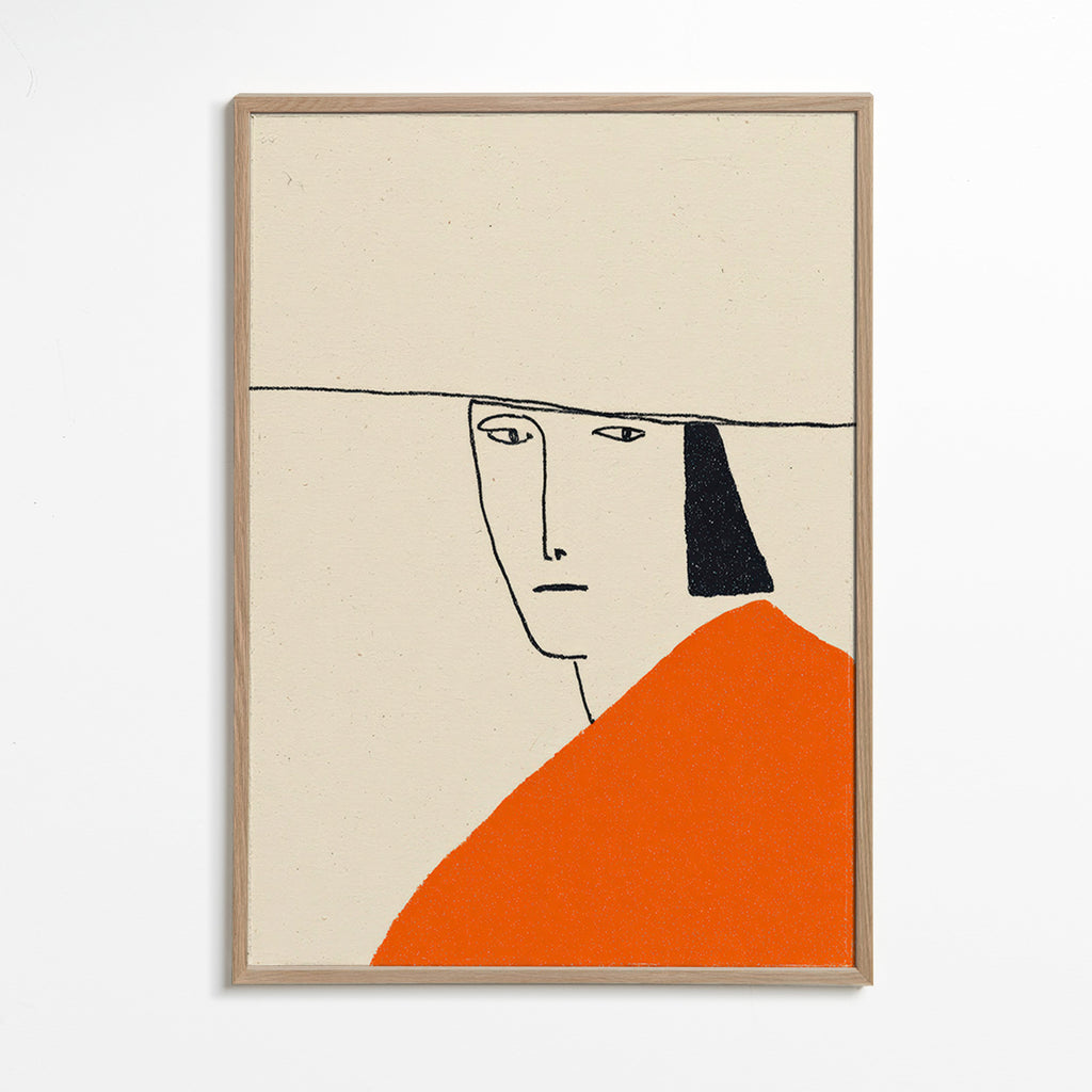 Illustration minimale à cape orange