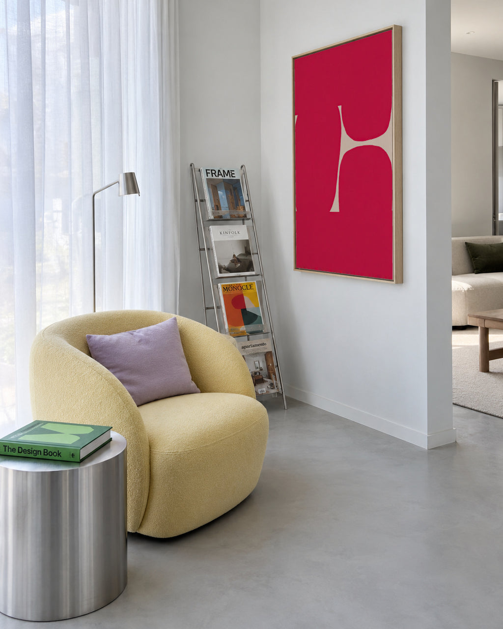 Crimson Curve - Framed canvas in an interior