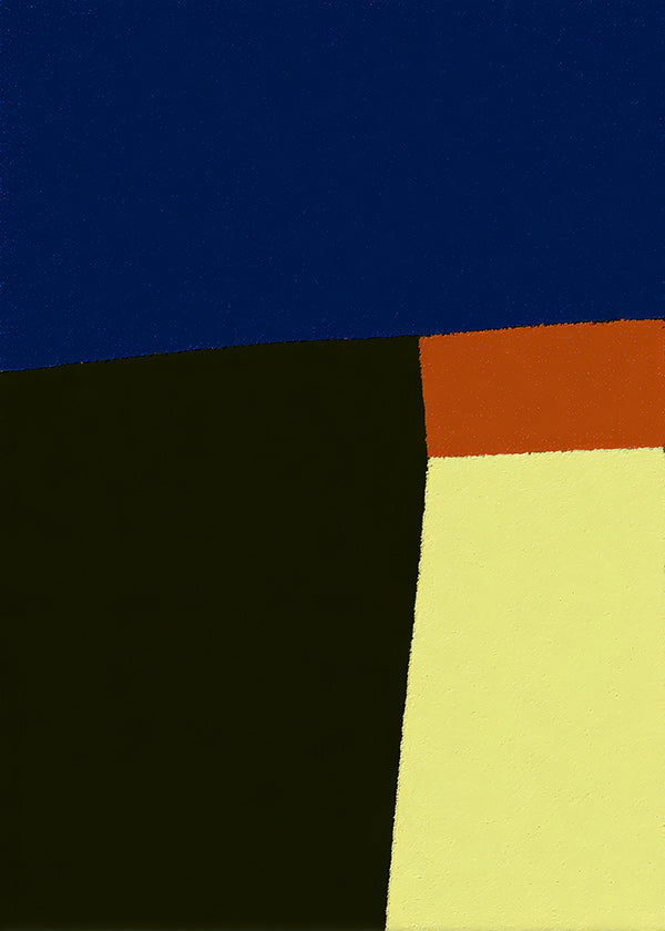 Oeuvre abstraite en blocs bleus audaces